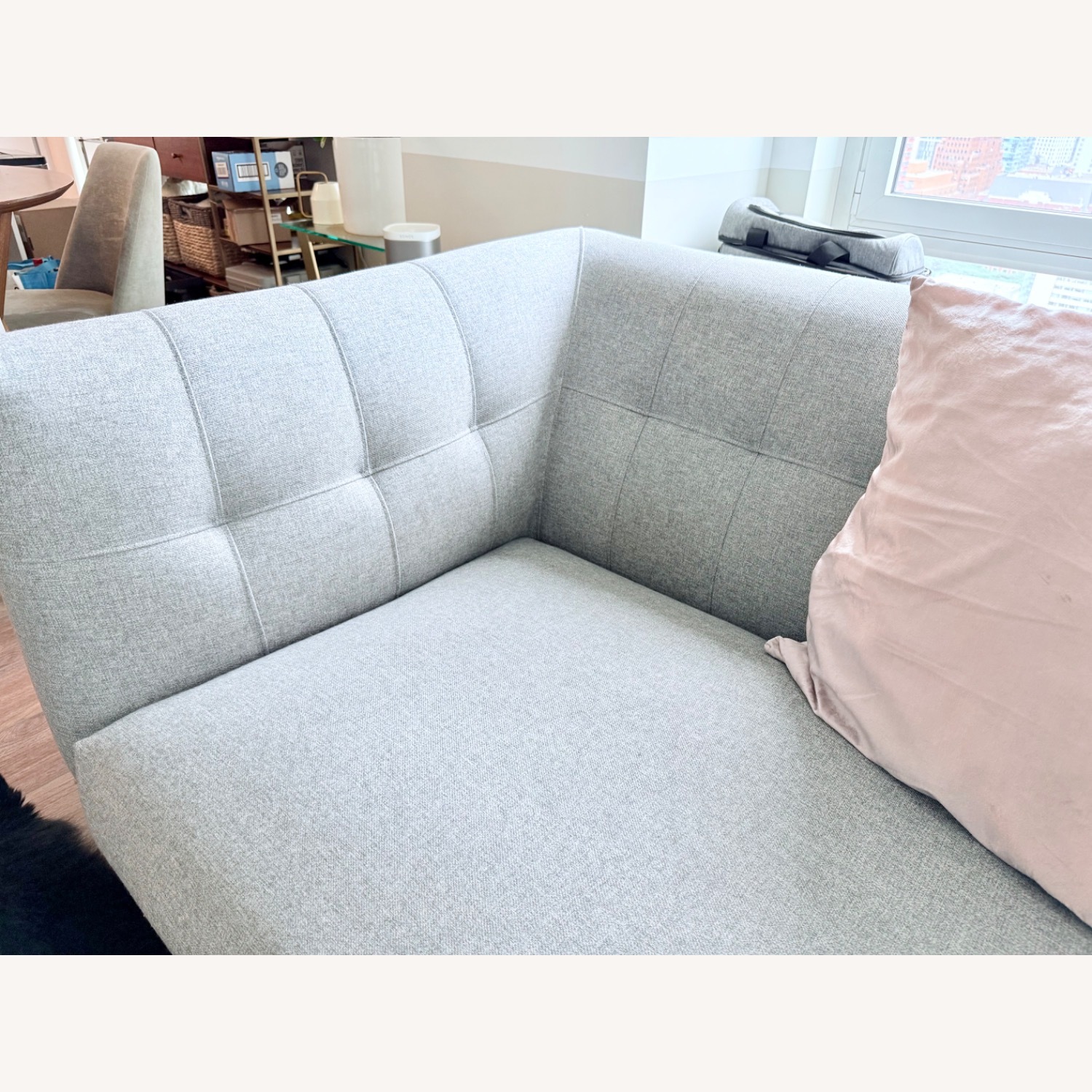 CB2 Holden Tufted Gray Chaise Sectional Sofa - image-6