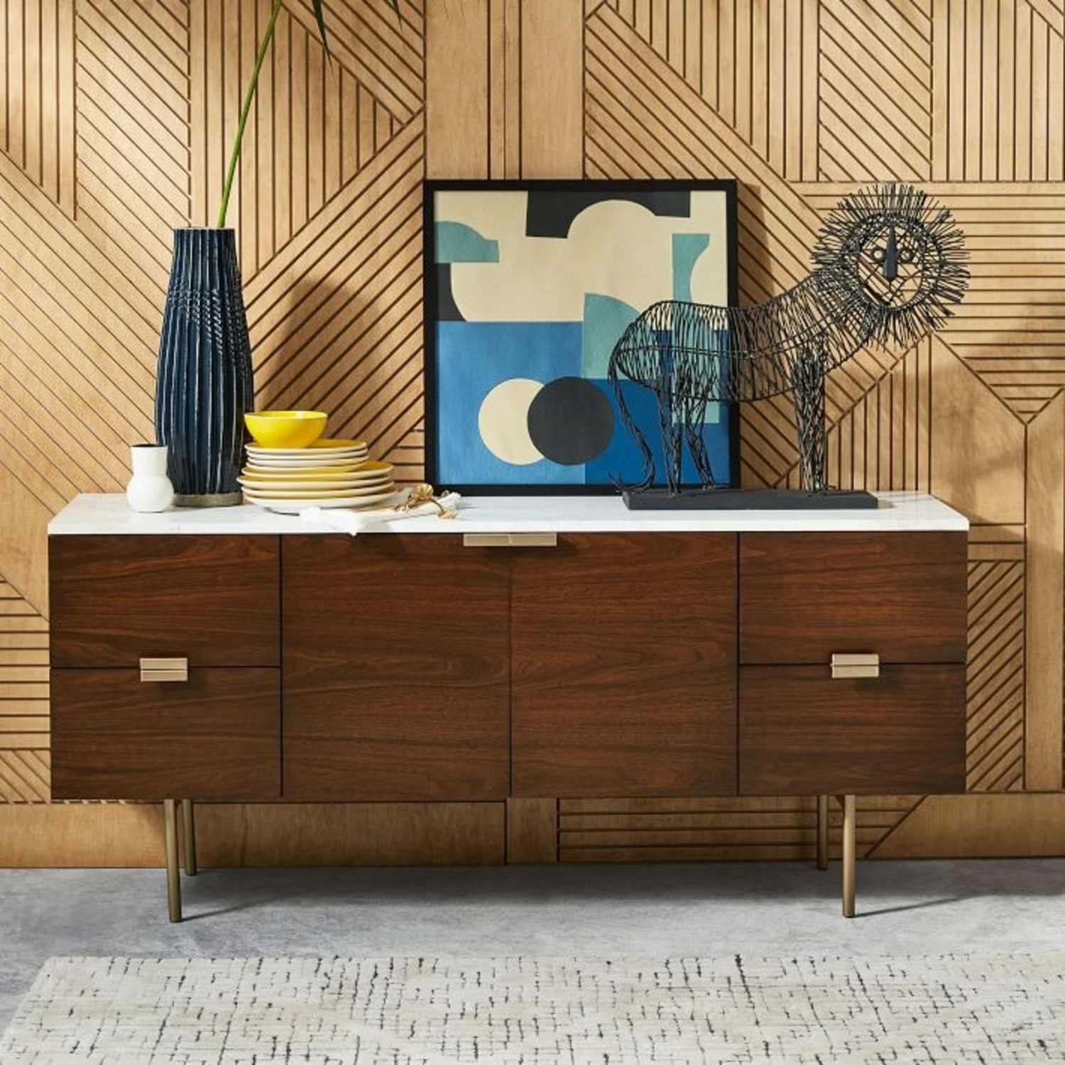 West Elm Delphine Marble & Wood Buffet - image-1