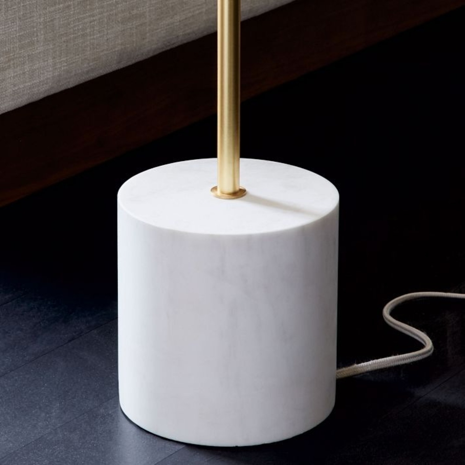 West Elm Sphere + Stem 2-Light Floor Lamp White & Brass - image-4