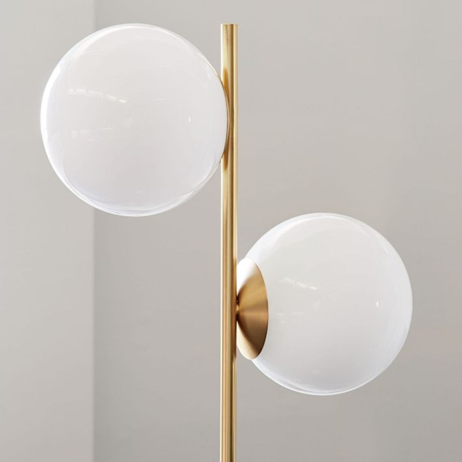 West Elm Sphere + Stem 2-Light Floor Lamp White & Brass - image-3