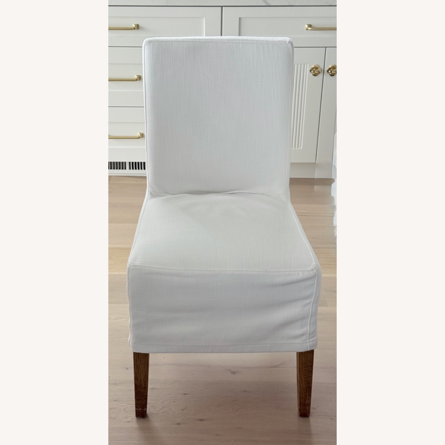 Restoration Hardware White Slip Covered Chairs - image-4