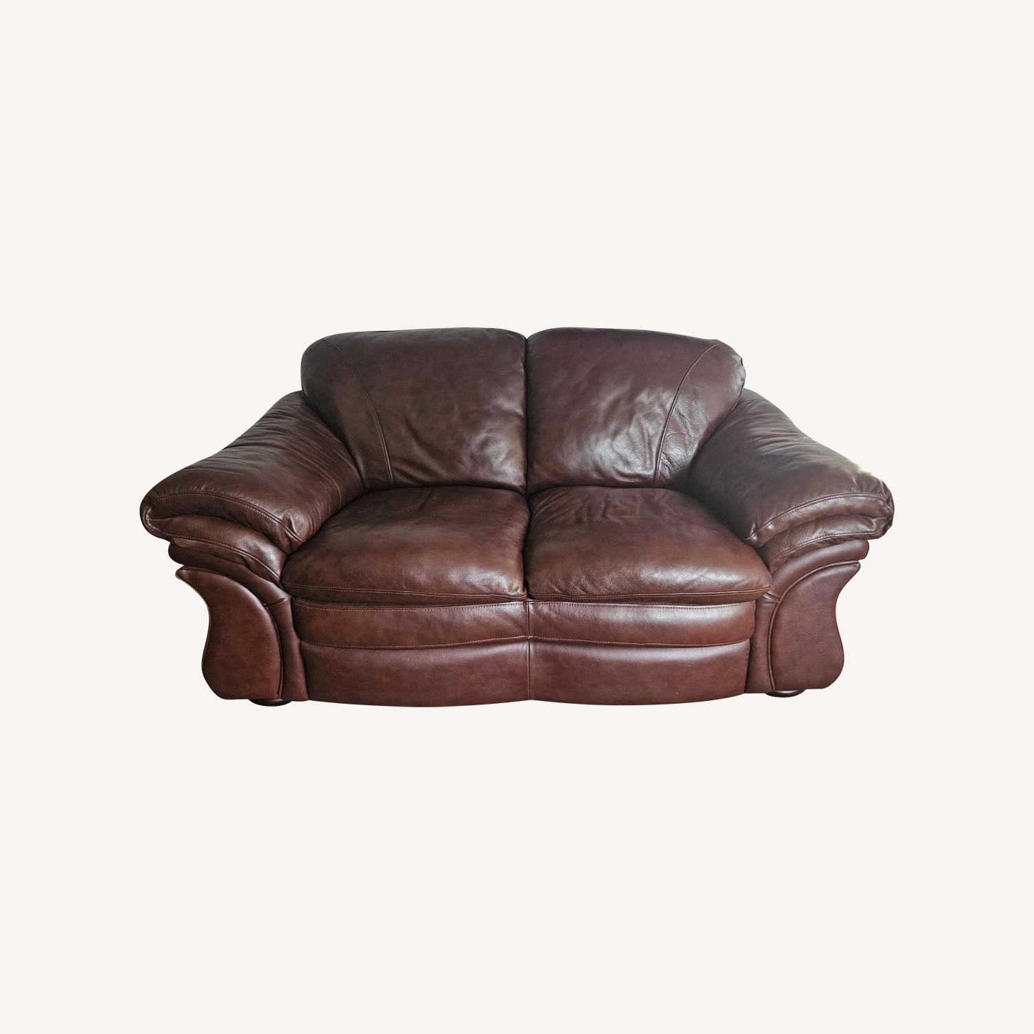 Jensen Plush Leather Loveseat - image-0