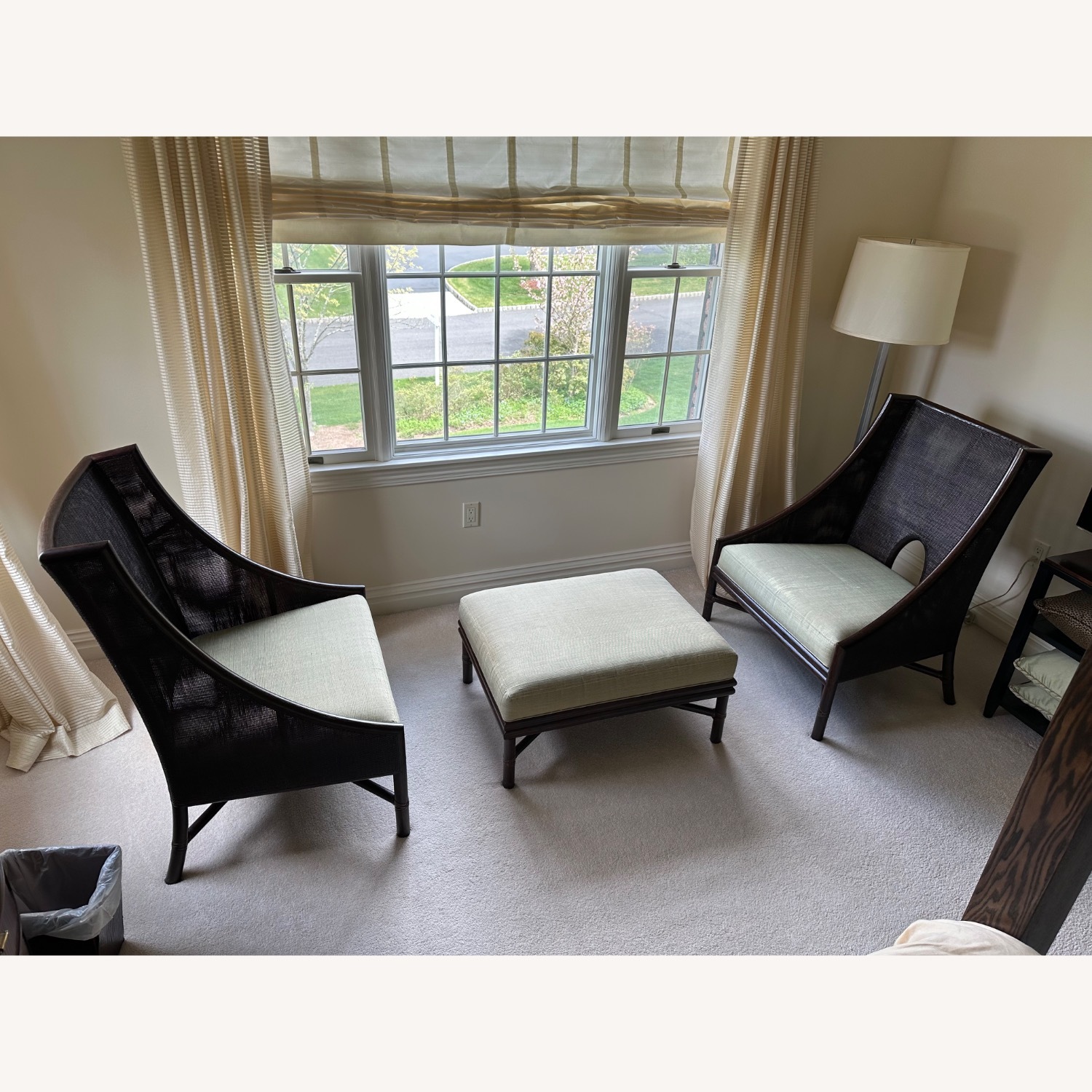 Barbara Barry Caned Rattan Chairs & Ottoman Set - image-0