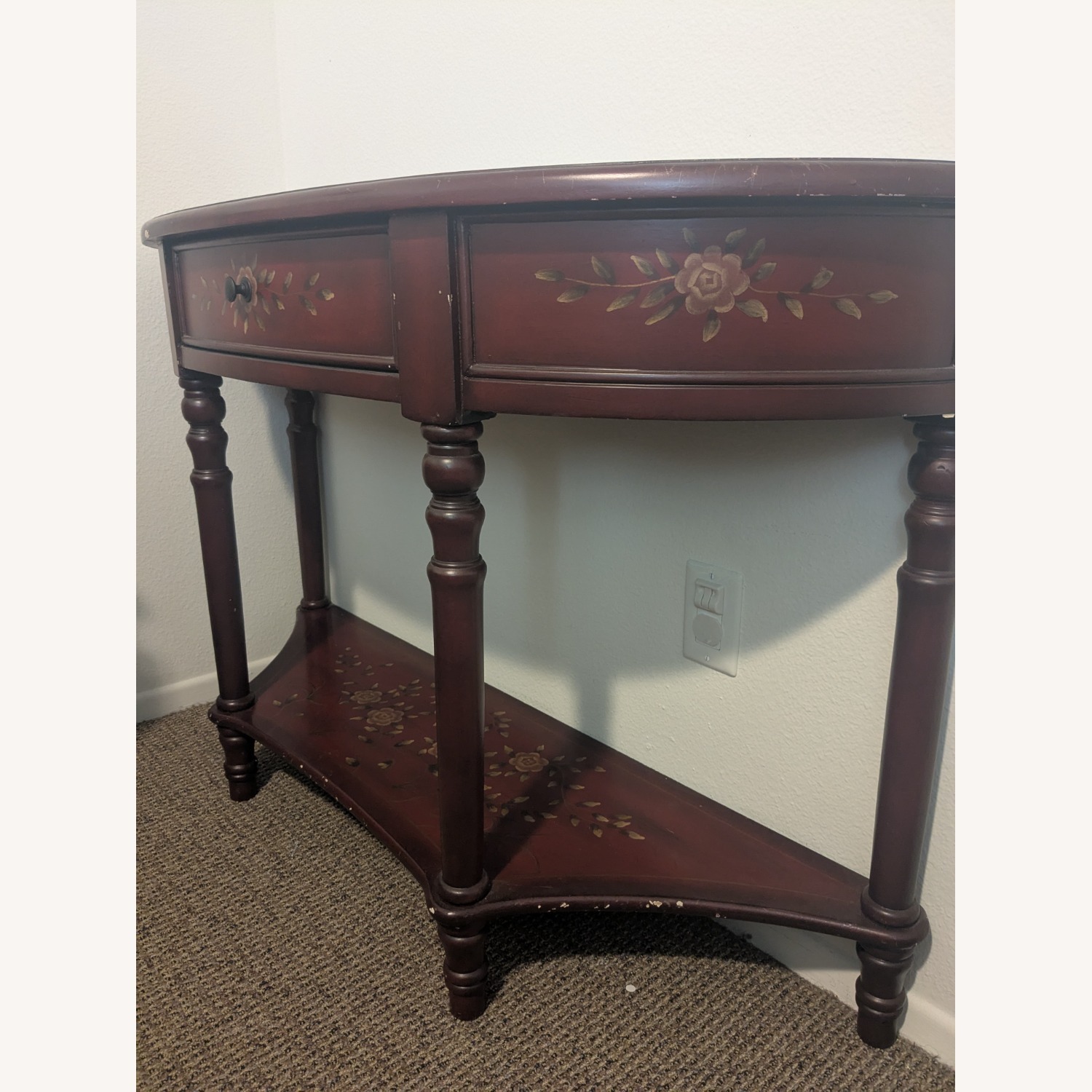 Unique Floral Burgundy Side Table - image-1