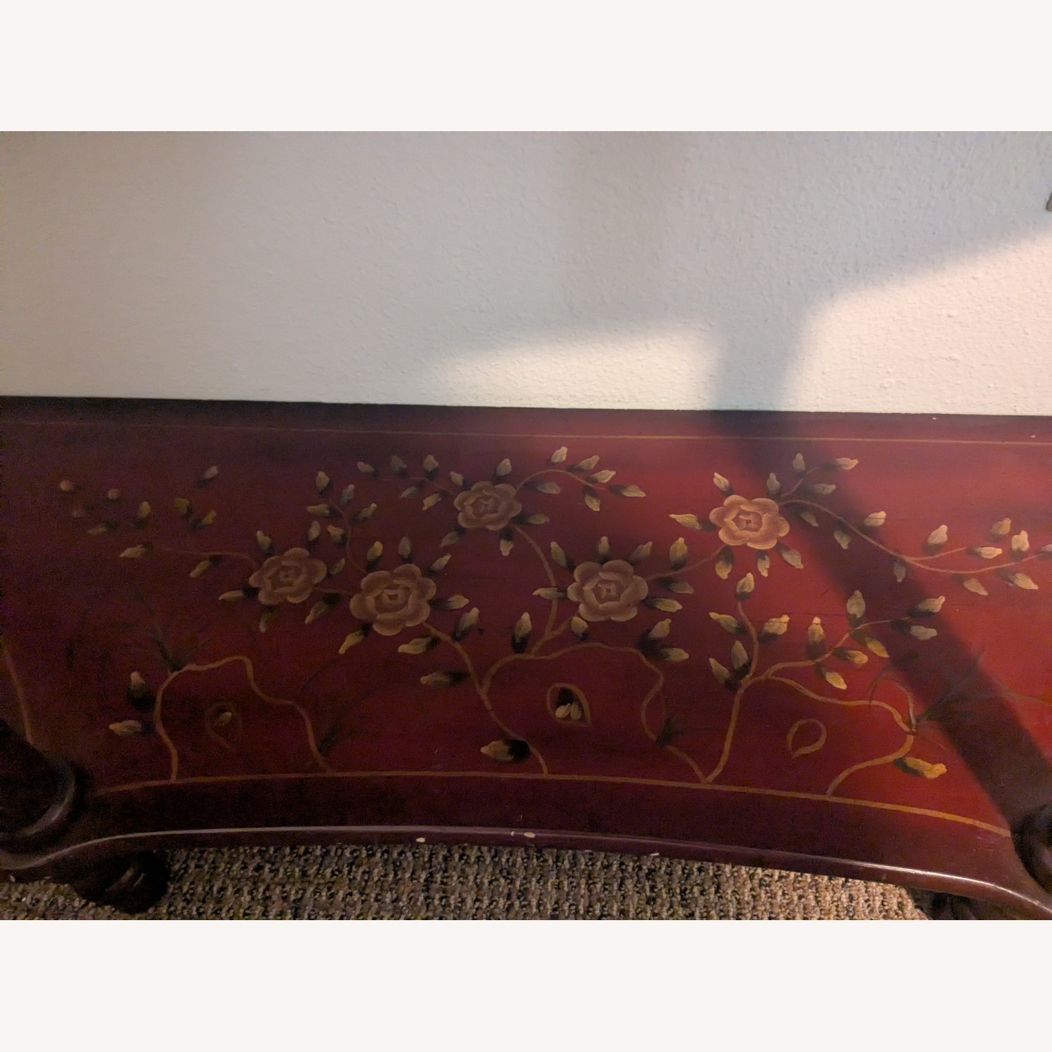 Unique Floral Burgundy Side Table - image-2