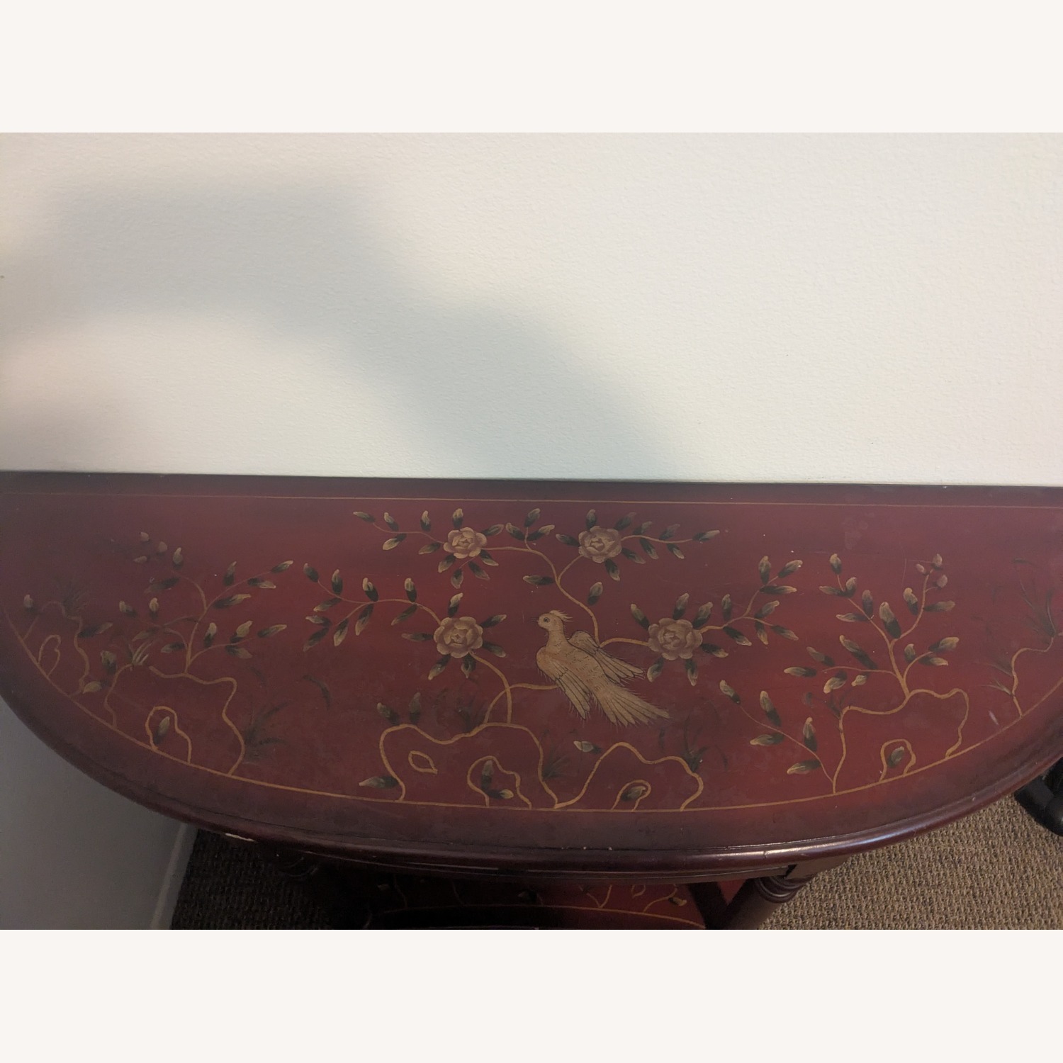 Unique Floral Burgundy Side Table - image-3