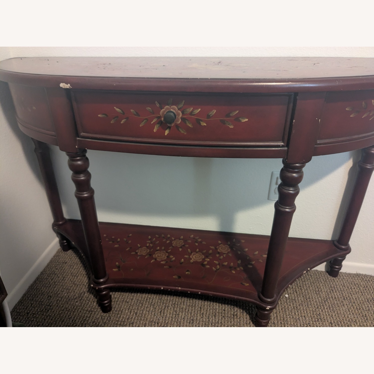 Unique Floral Burgundy Side Table - image-4