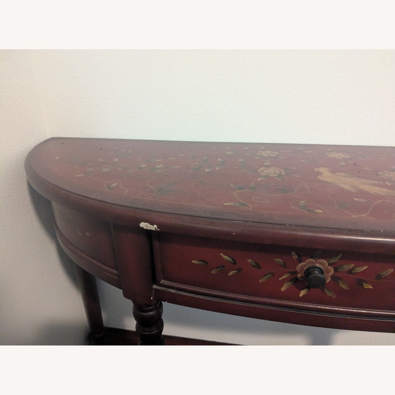 Unique Floral Burgundy Side Table - image-5