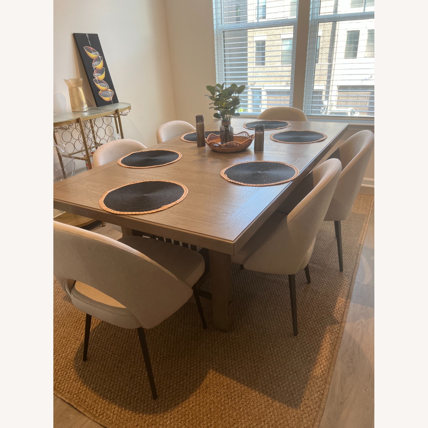 Bob's Furniture Trestle Table Oak - Extendable - image-1