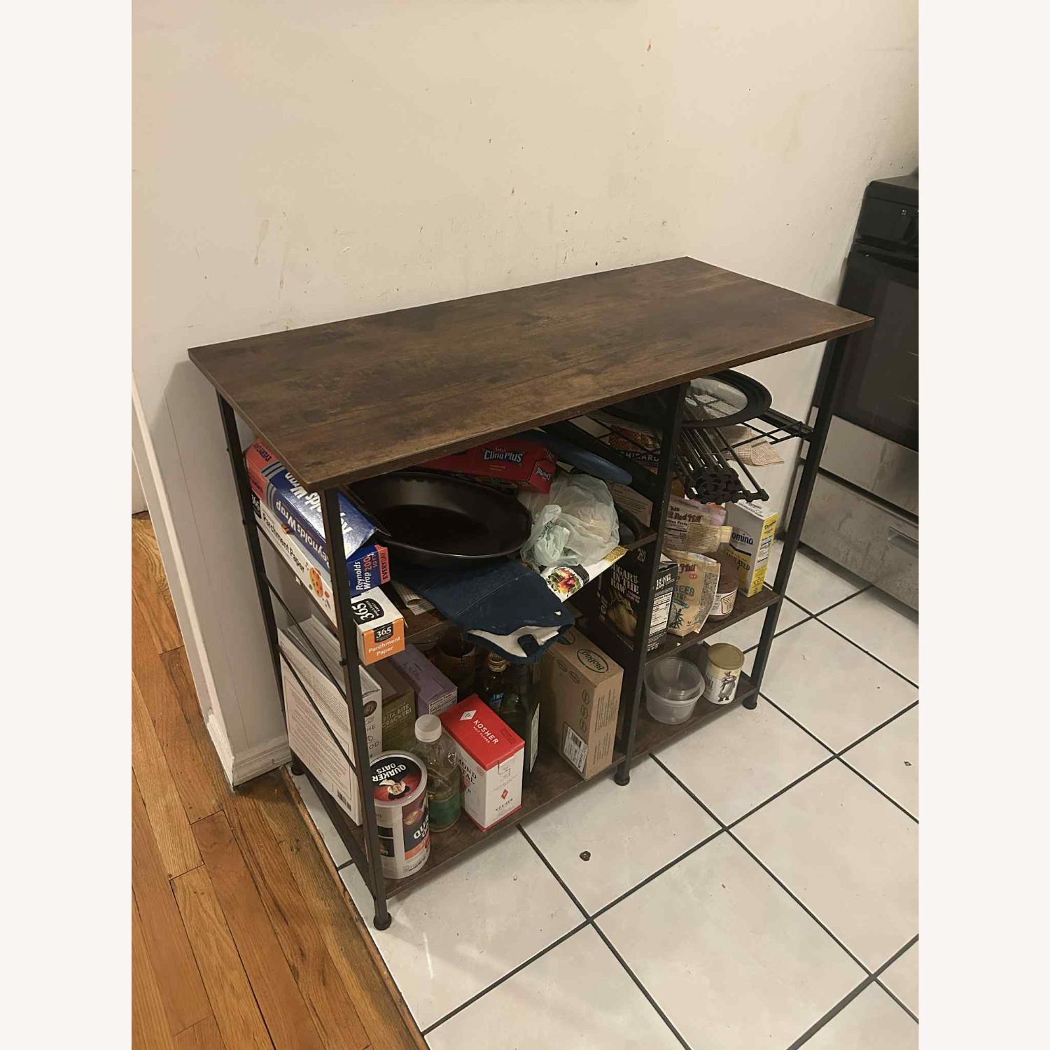 Wooden Bar Cart with Metal Frame - image-3