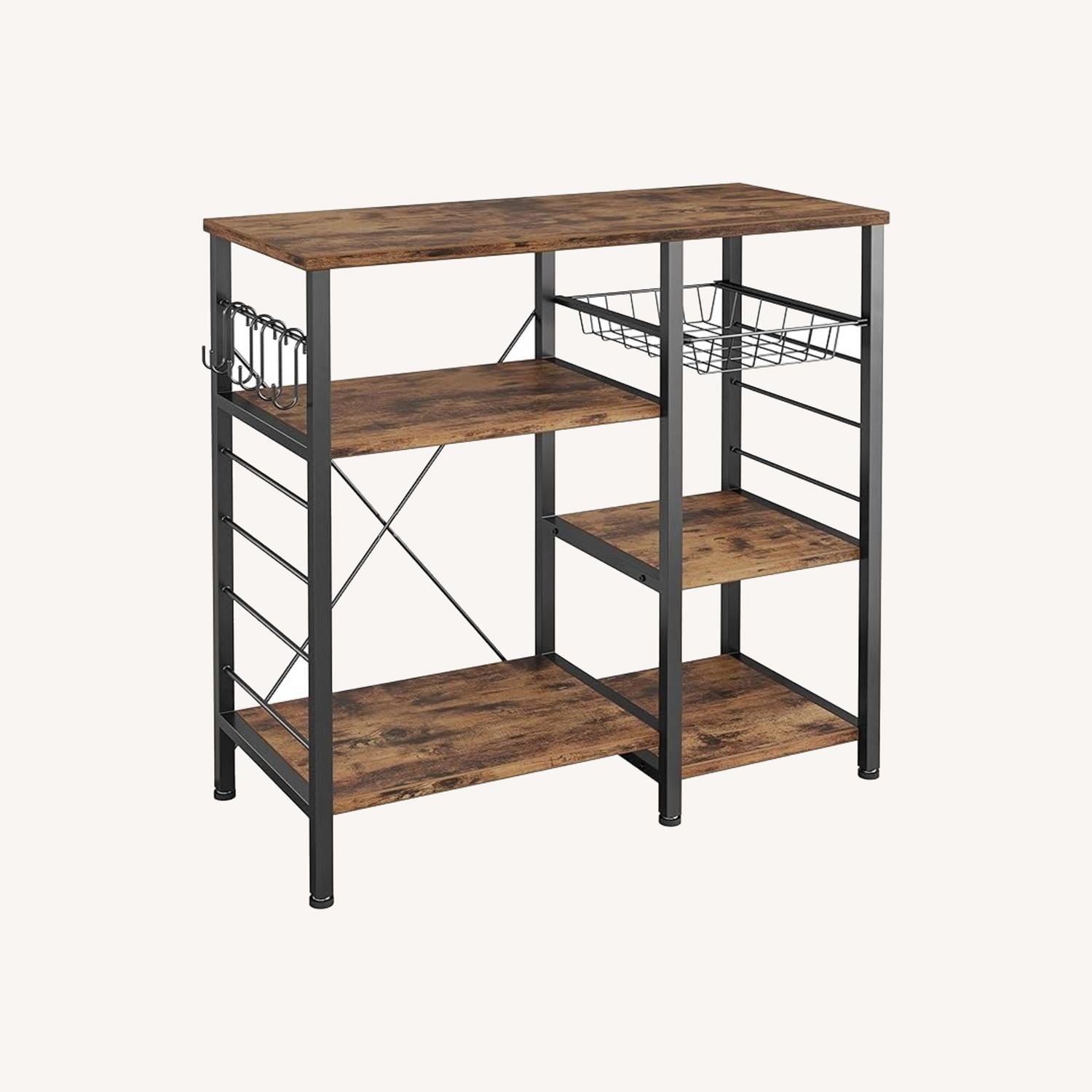 Wooden Bar Cart with Metal Frame - image-0