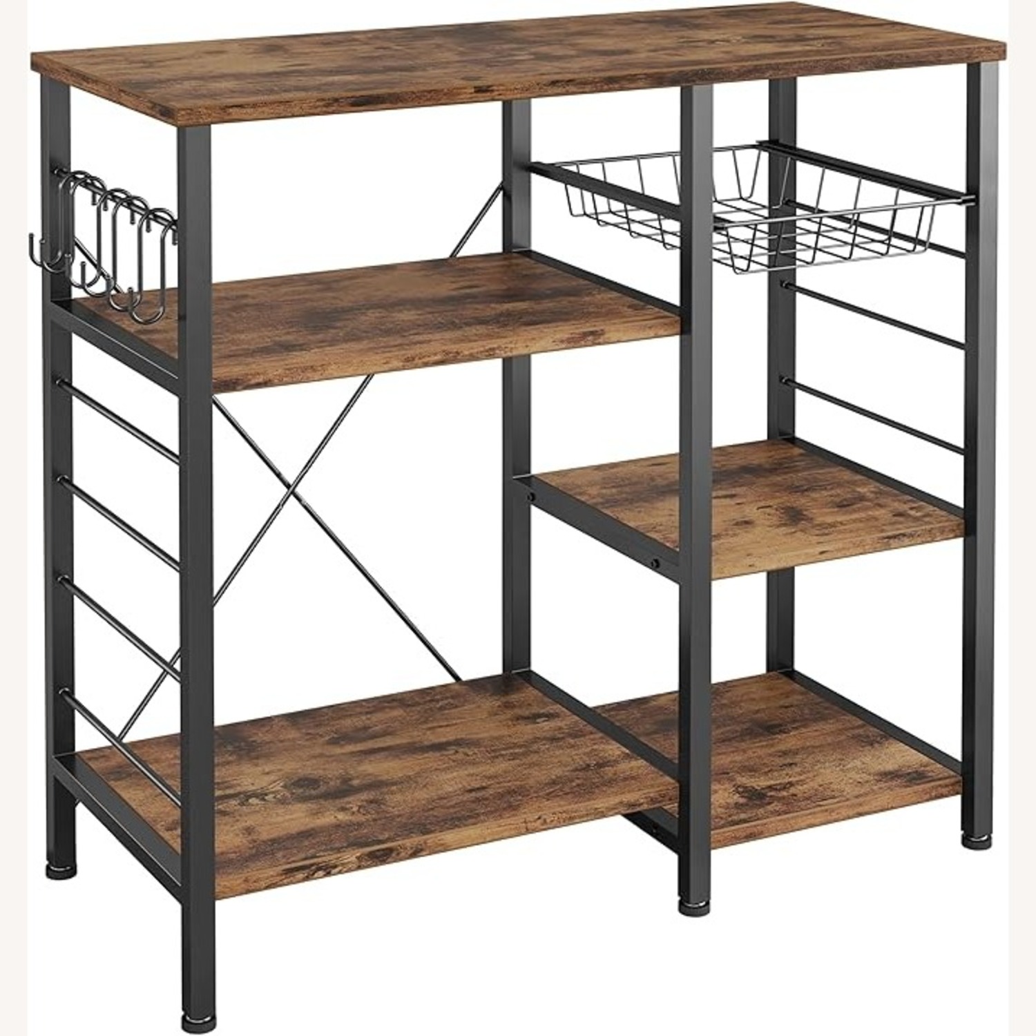 Wooden Bar Cart with Metal Frame - image-1