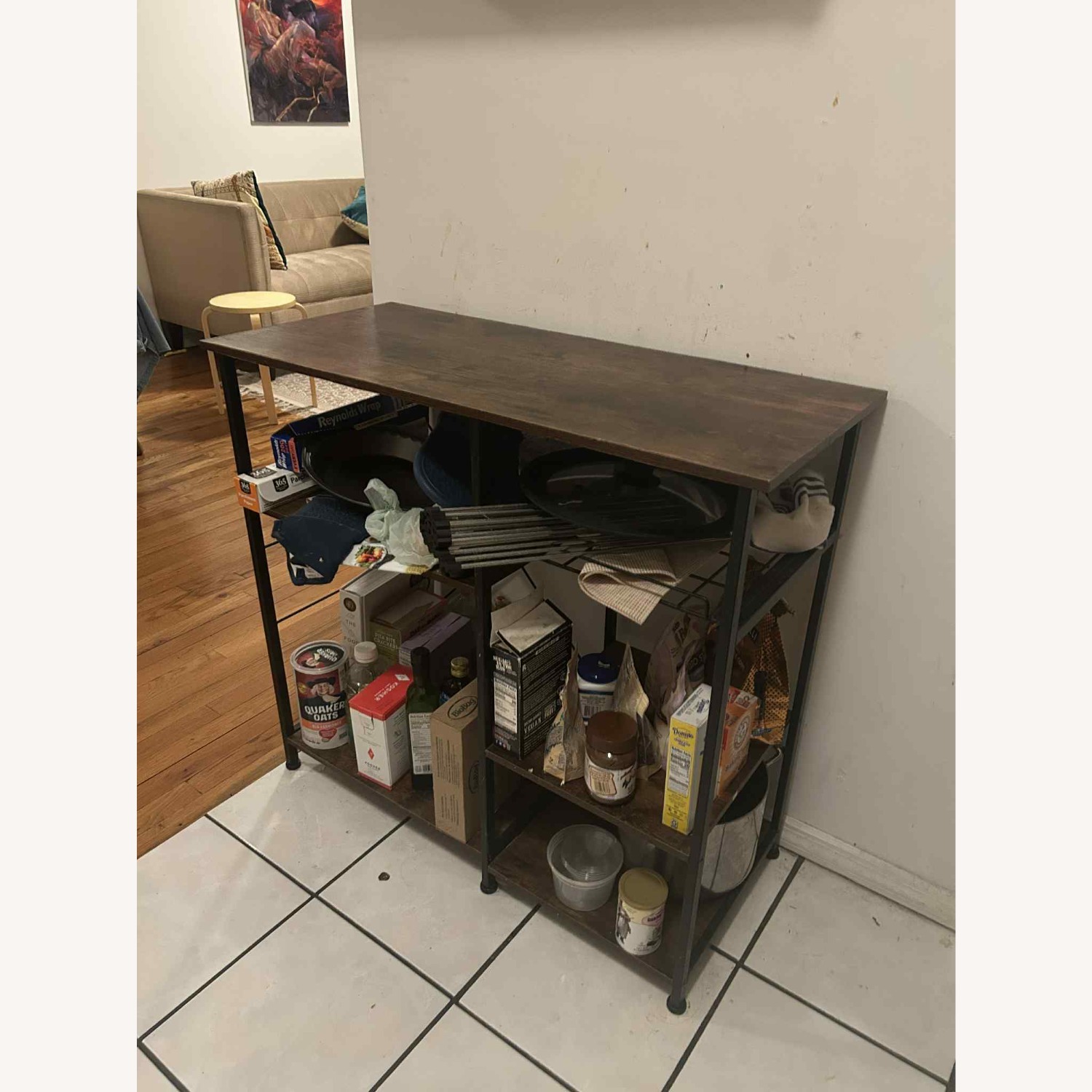 Wooden Bar Cart with Metal Frame - image-2