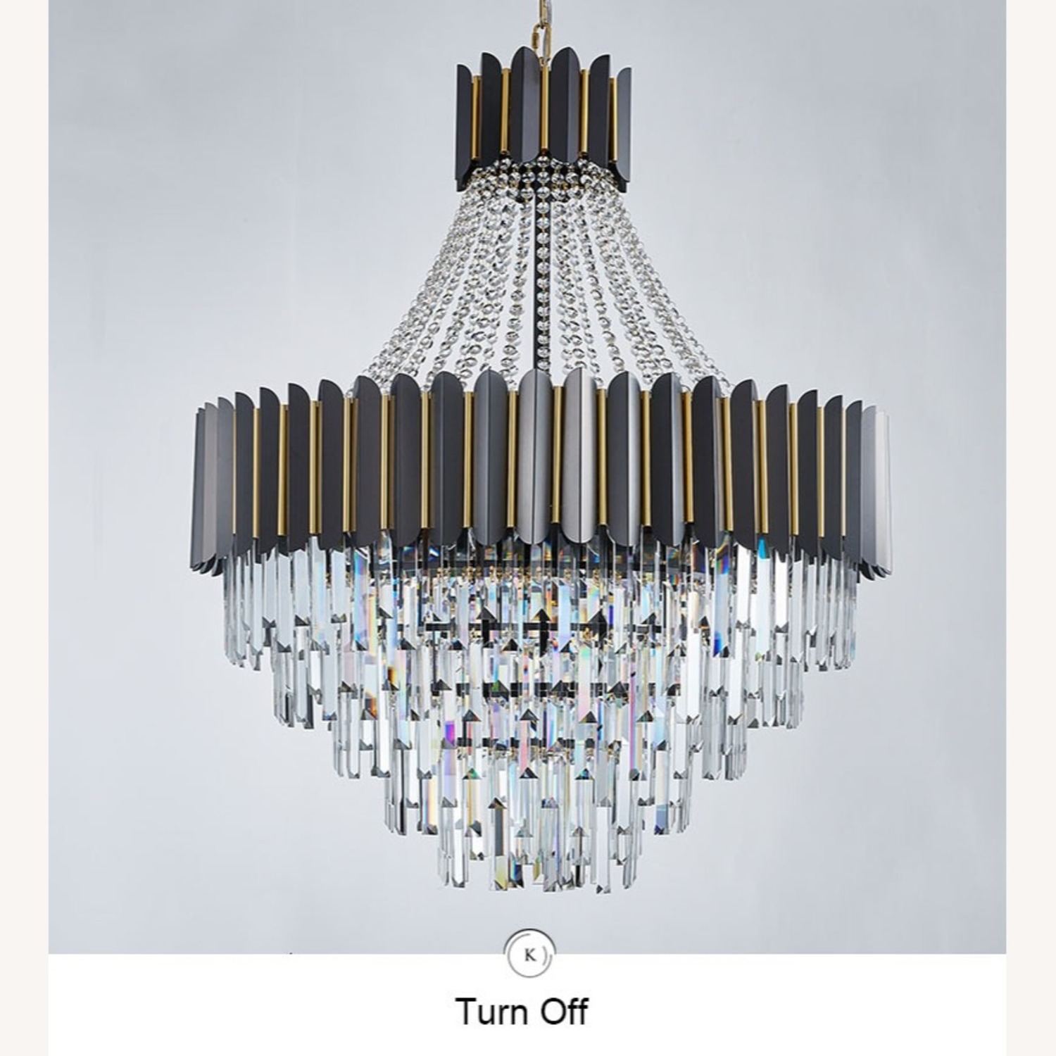 23.6'' Modern Round Gun Black Crystal Chandelier - image-2