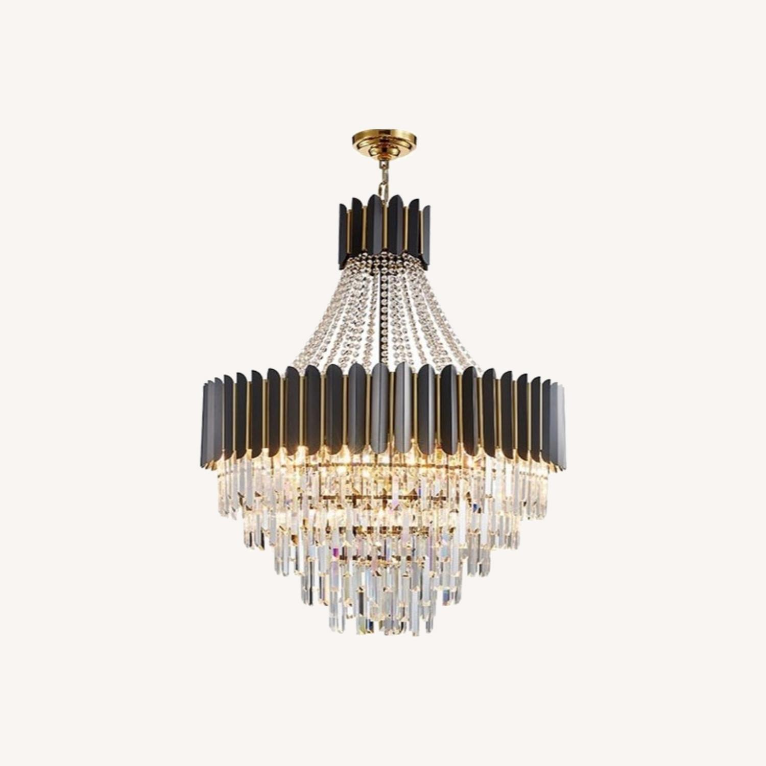 23.6'' Modern Round Gun Black Crystal Chandelier - image-0