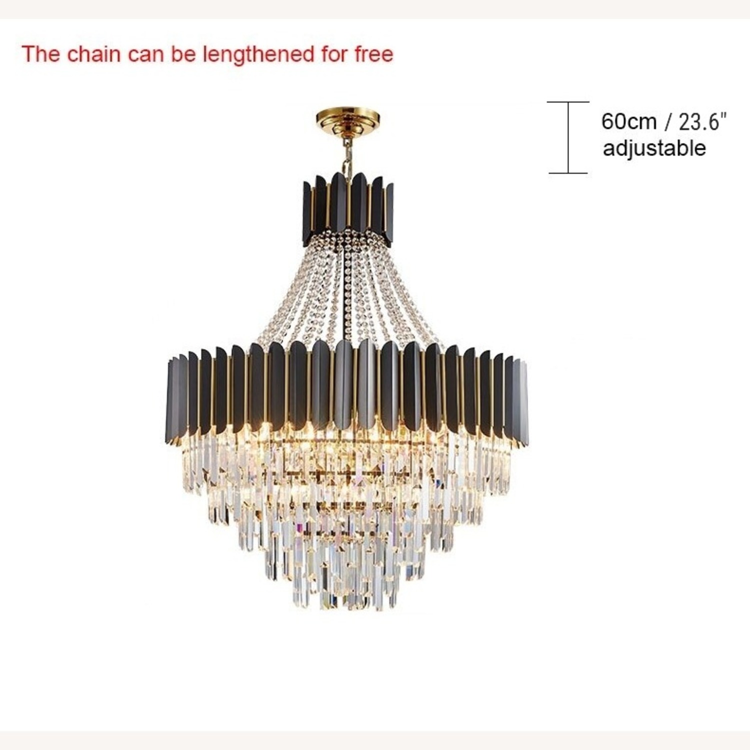 23.6'' Modern Round Gun Black Crystal Chandelier - image-6