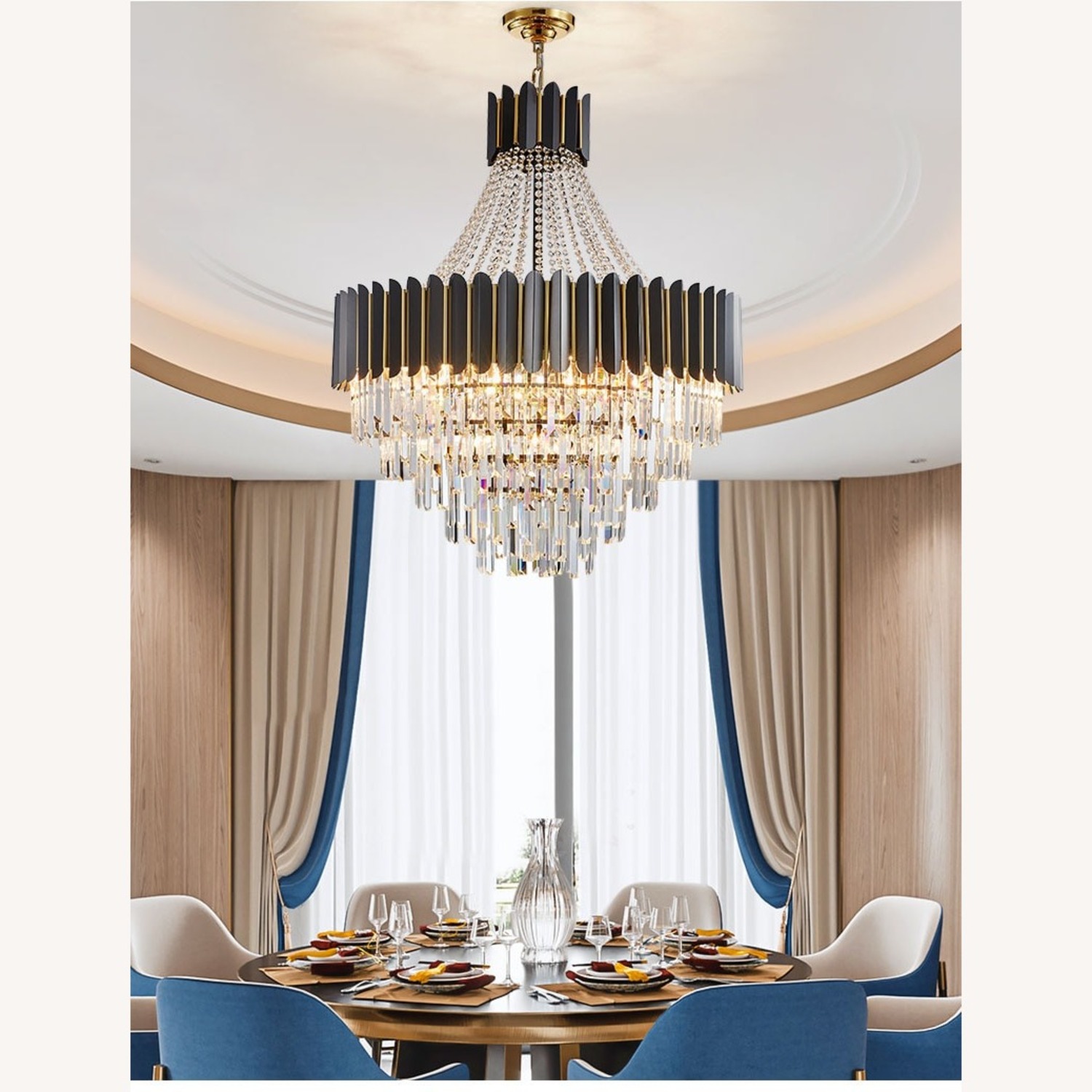 23.6'' Modern Round Gun Black Crystal Chandelier - image-5