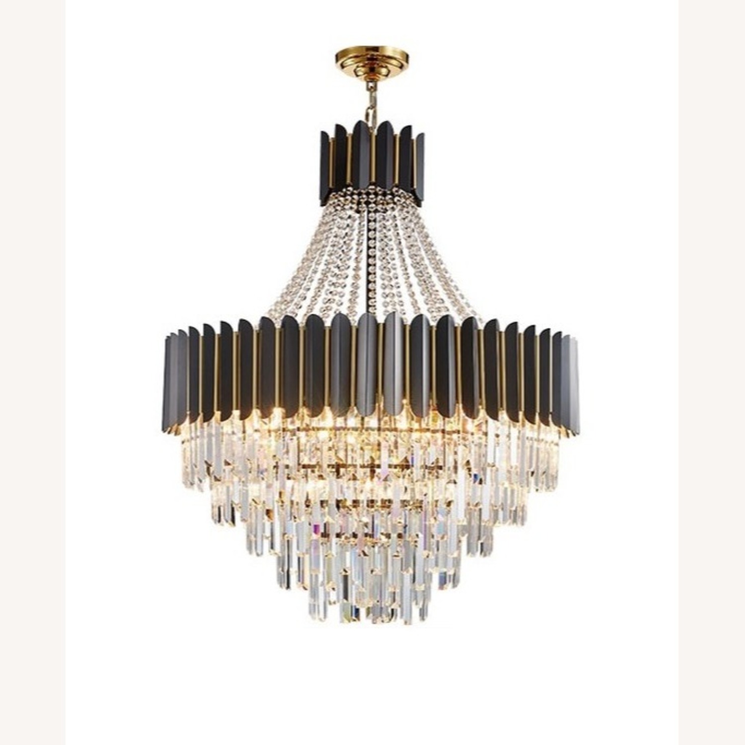 23.6'' Modern Round Gun Black Crystal Chandelier - image-1