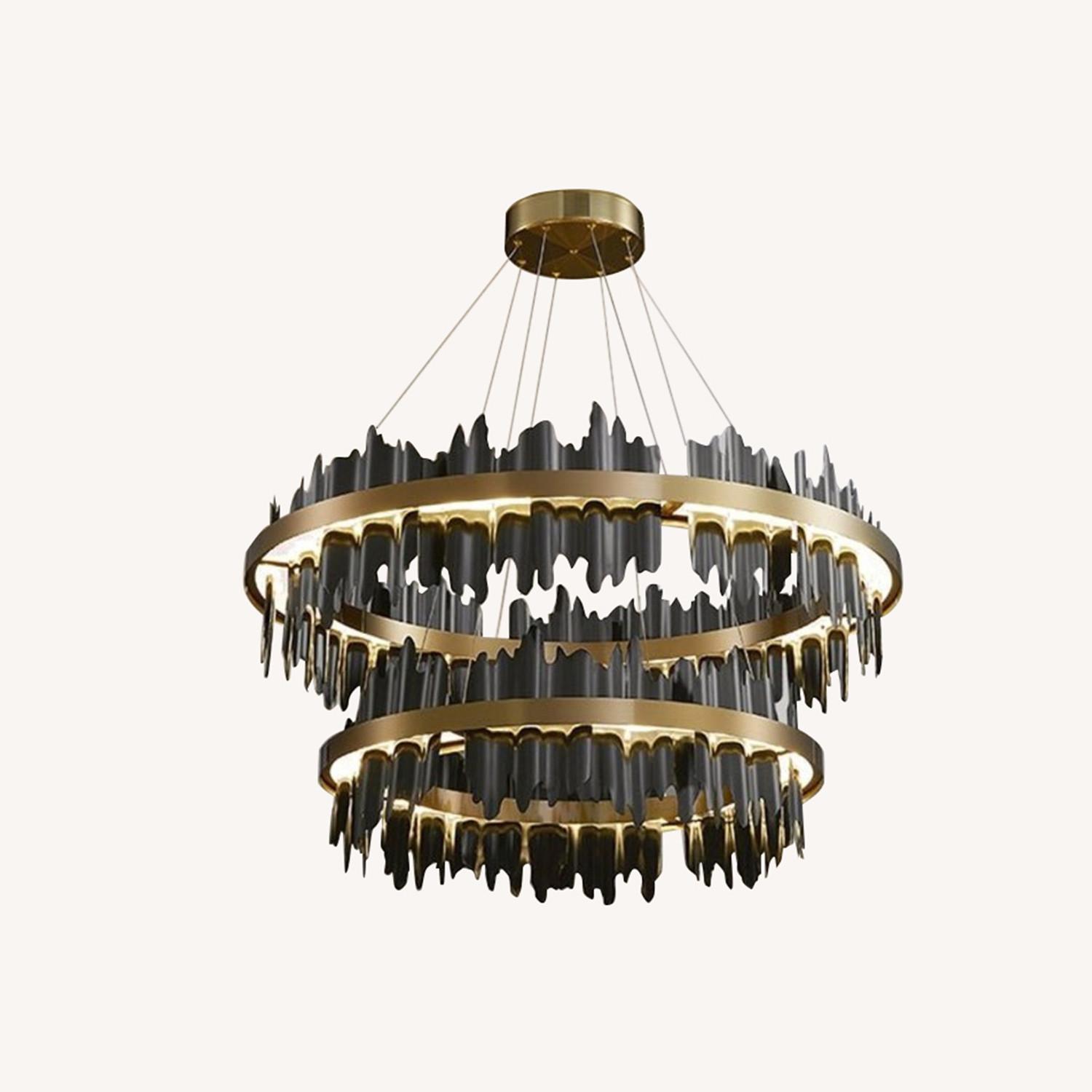 2 Rings Modern Black Gold Circular Chandelier - image-0