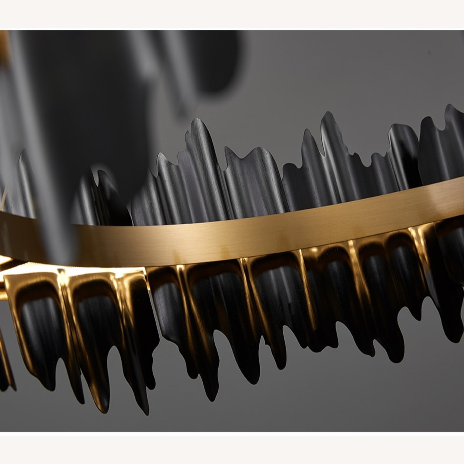 2 Rings Modern Black Gold Circular Chandelier - image-3
