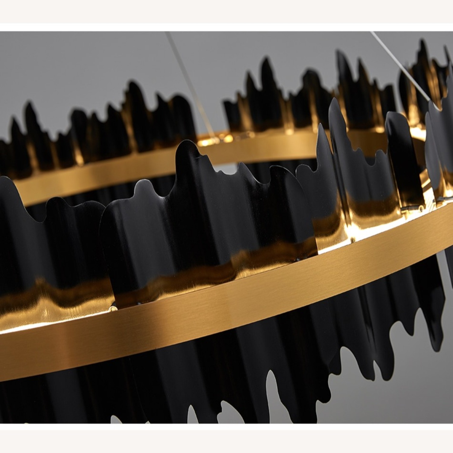 2 Rings Modern Black Gold Circular Chandelier - image-4
