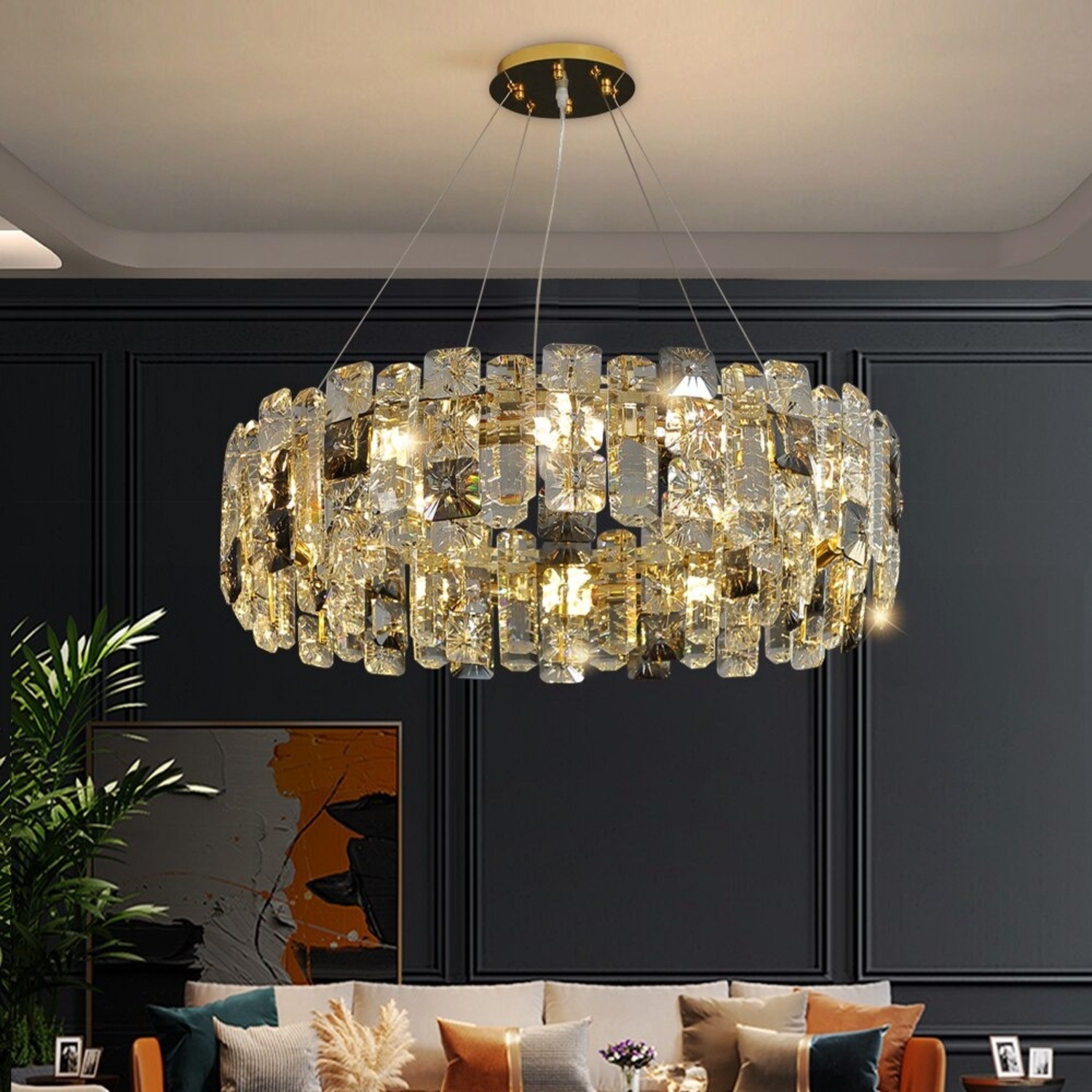  Round Crystal Chandelier Dia 19.7'' - image-3