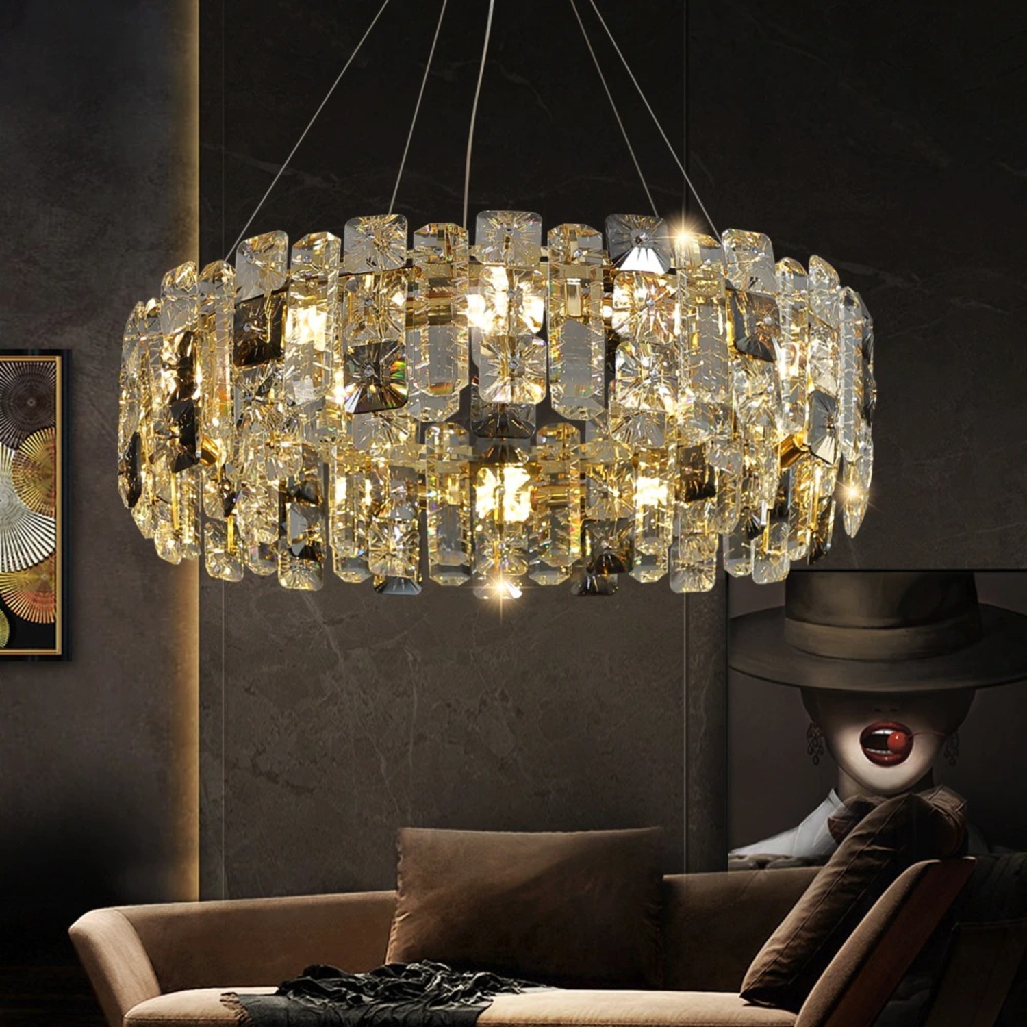  Round Crystal Chandelier Dia 19.7'' - image-5