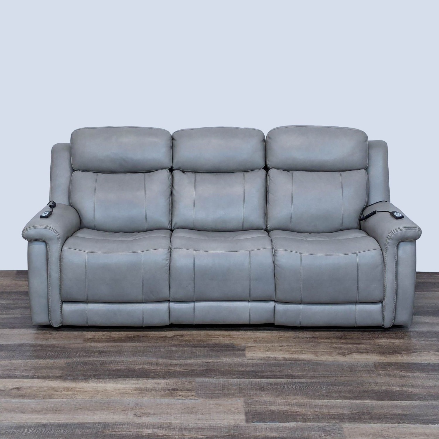 Living Spaces Serena Power Reclining Leather Sofa - image-1