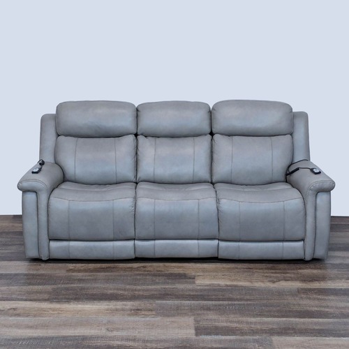 Used Living Spaces Serena Power Reclining Leather Sofa for sale on AptDeco