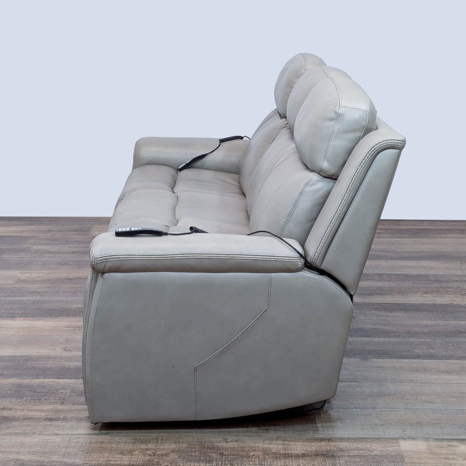 Living Spaces Serena Power Reclining Leather Sofa - image-4