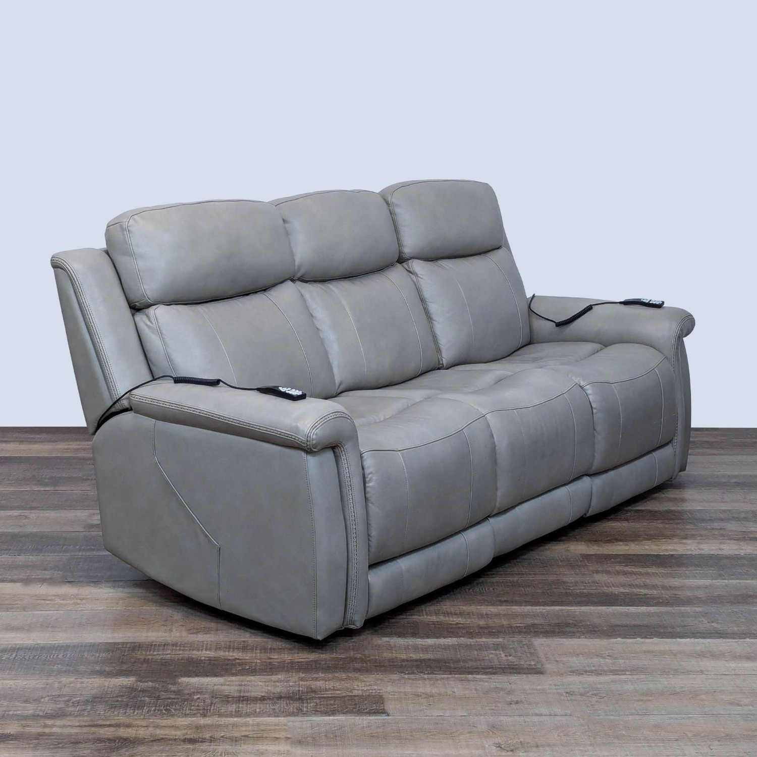 Living Spaces Serena Power Reclining Leather Sofa - image-8