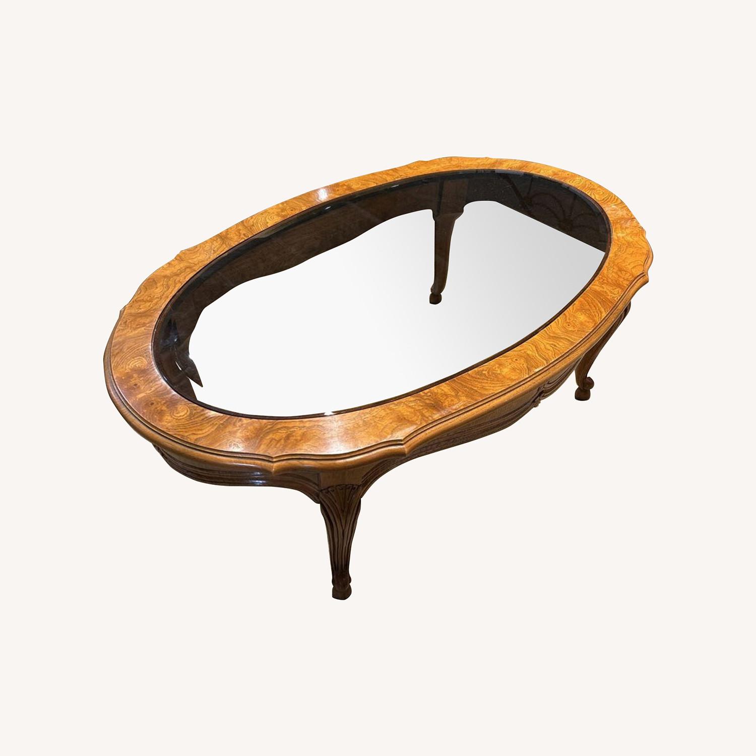 Thomasville Oval Glass Top Coffee Table - image-0