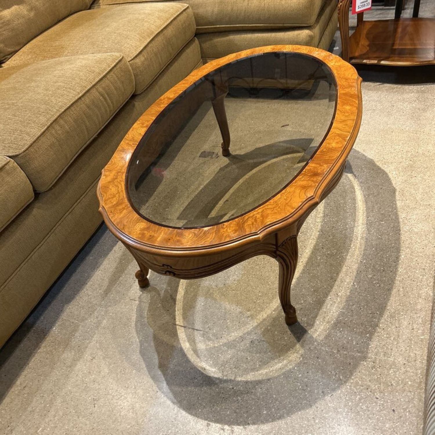 Thomasville Oval Glass Top Coffee Table - image-1