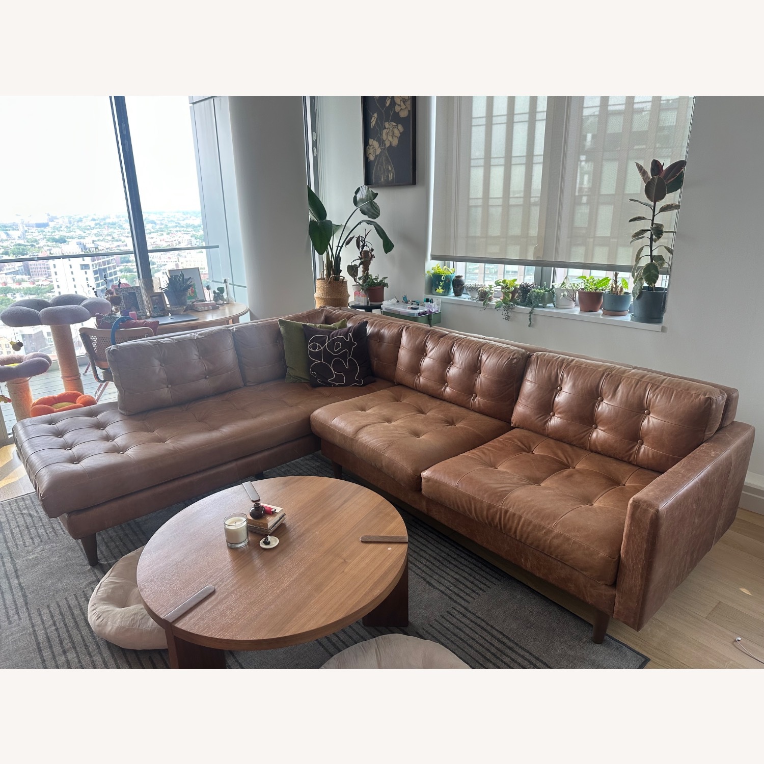 Joybird Eliot Leather Sectional with Bumper - image-1