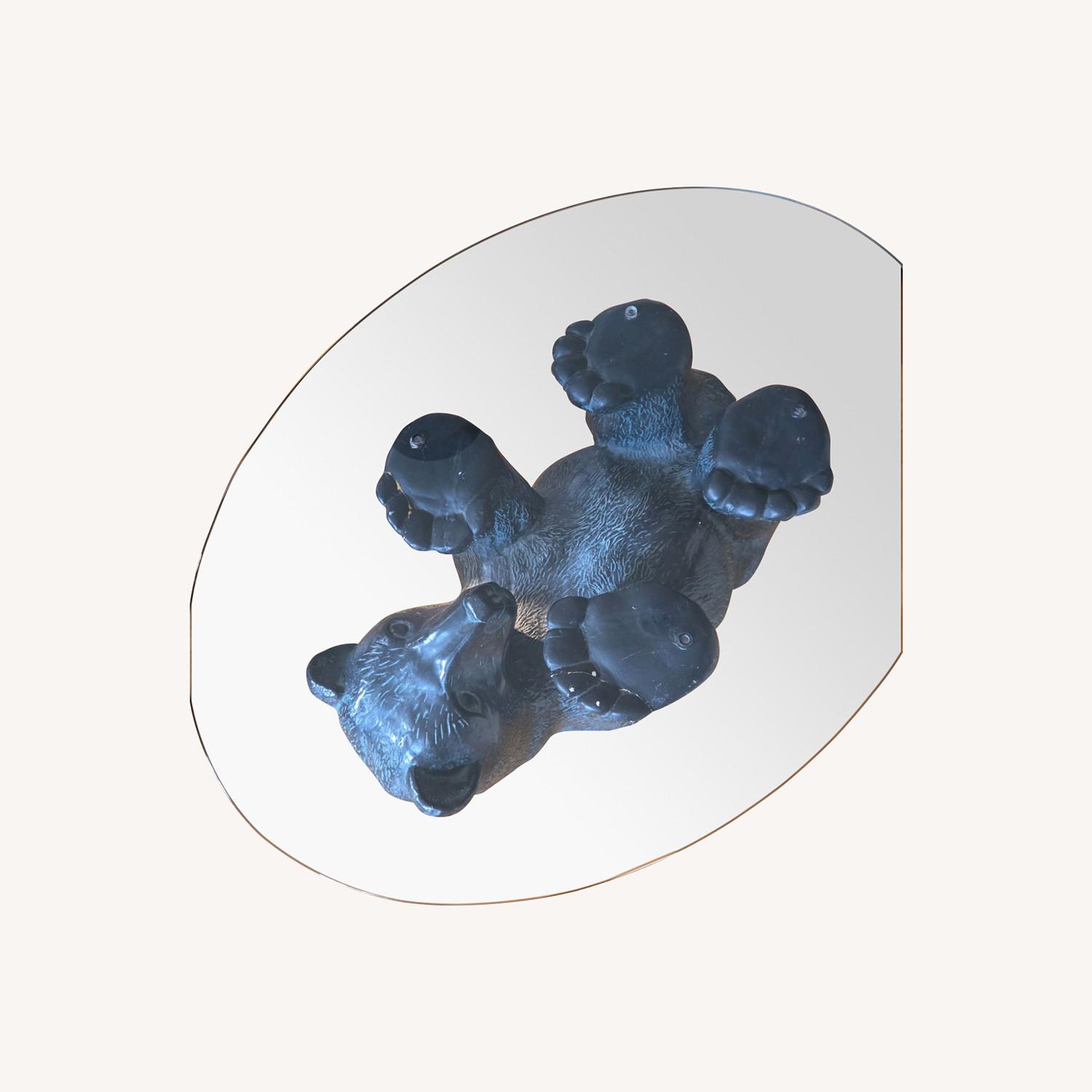 Vintage Bear Coffee Table Black Bear Glass Top - image-0