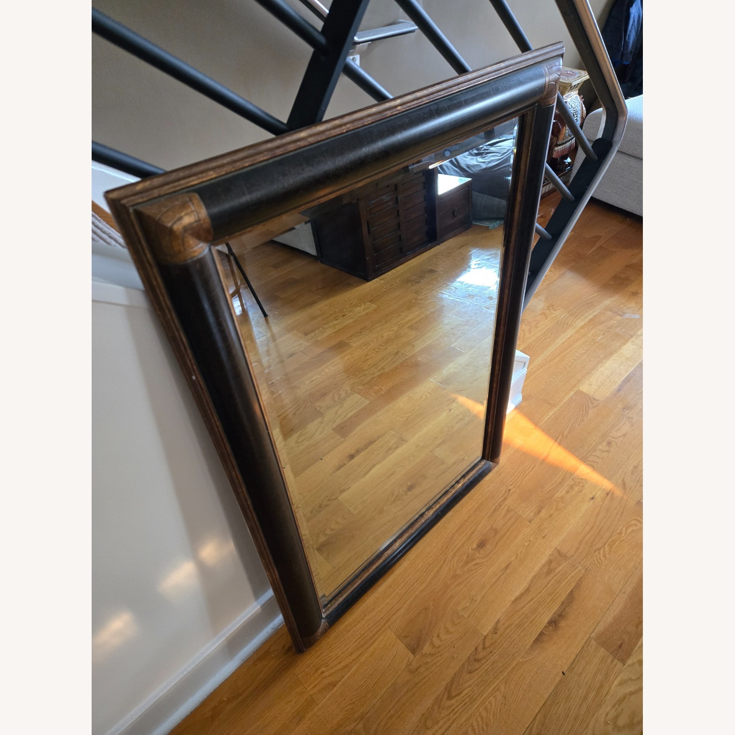 Vintage Two Tone Brown Floor Mirror - image-3