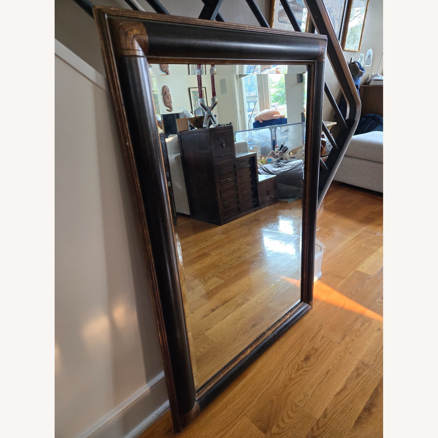 Vintage Two Tone Brown Floor Mirror - image-1