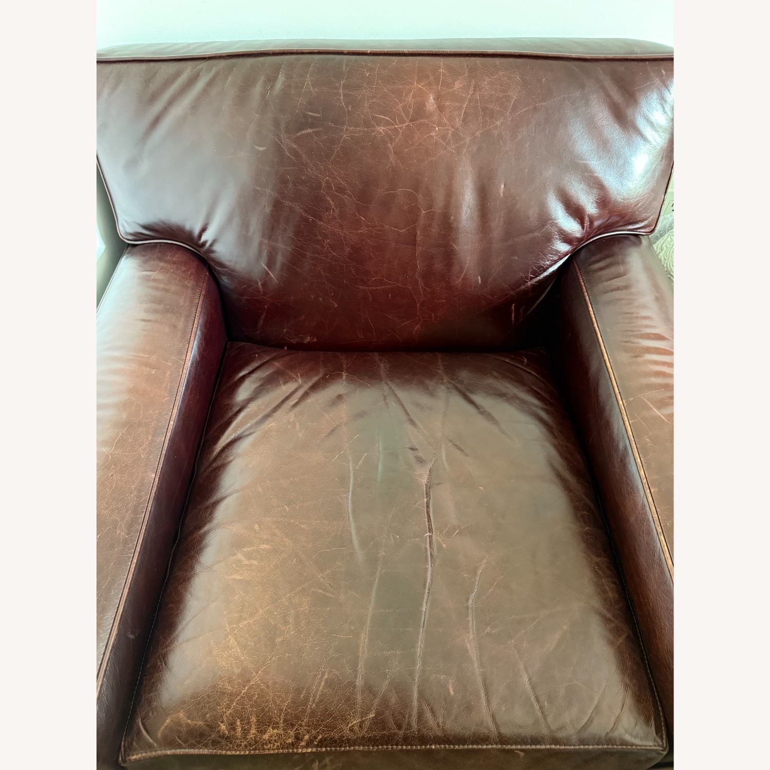 Pottery Barn Brown Leather Armchair - image-3