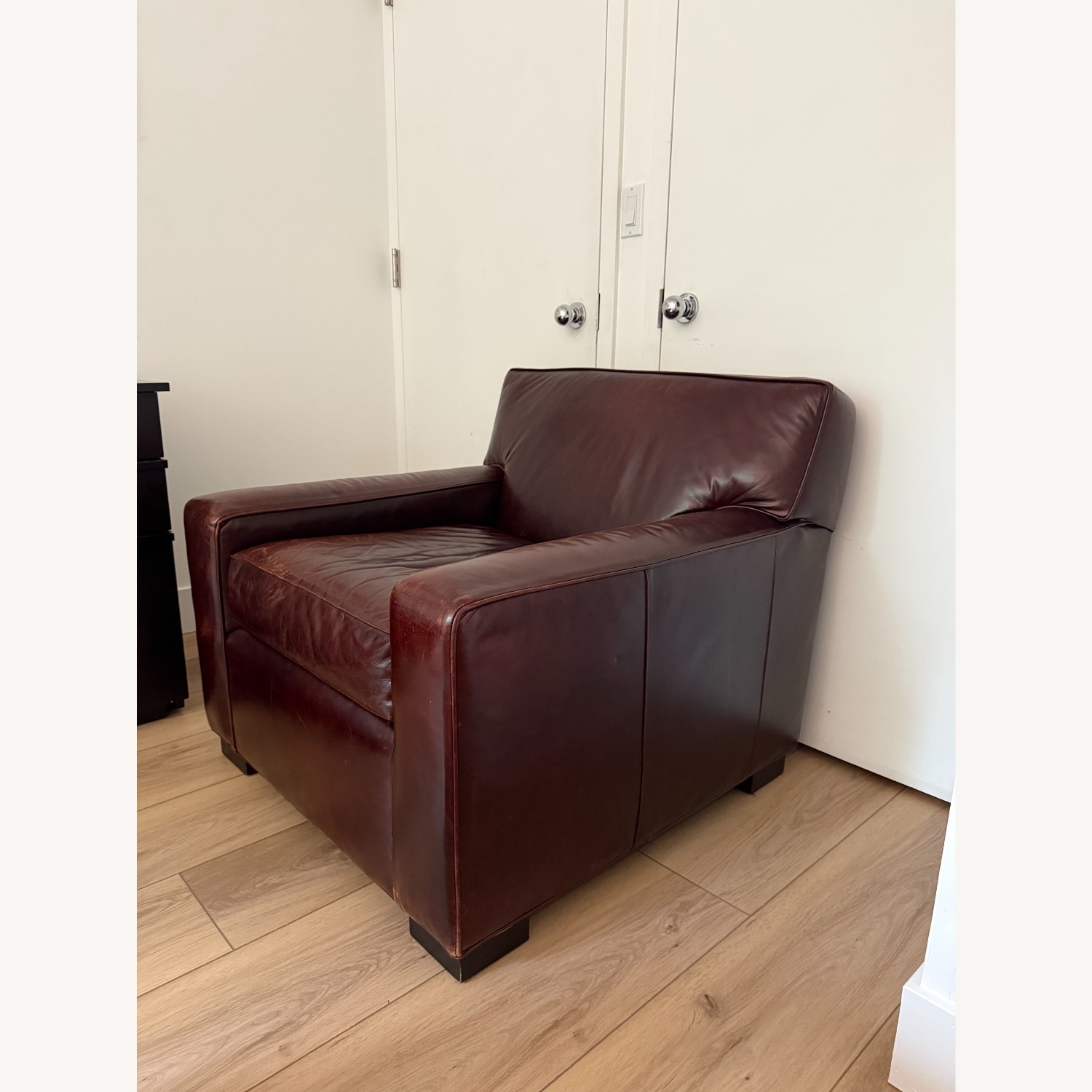 Pottery Barn Brown Leather Armchair - image-2