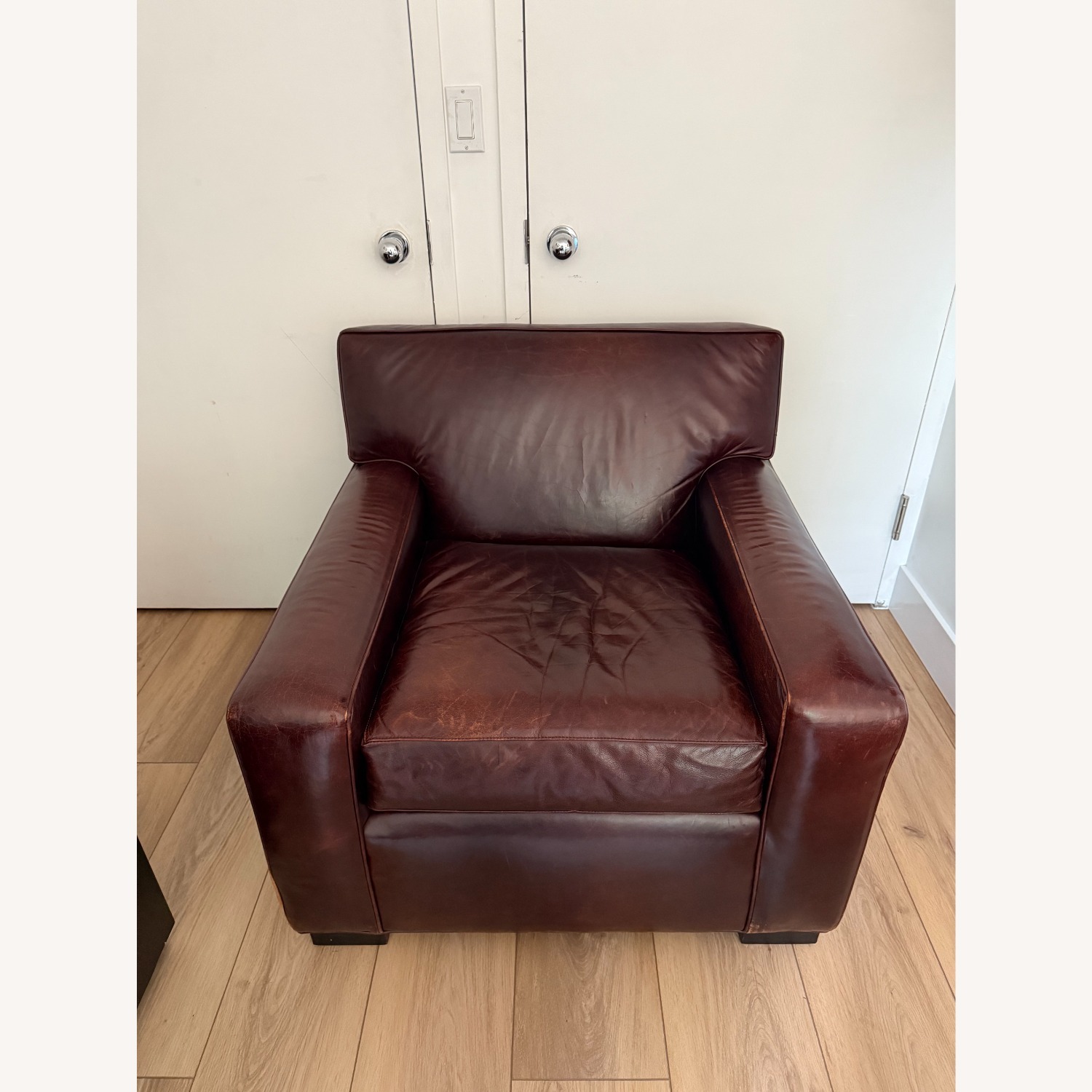 Pottery Barn Brown Leather Armchair - image-1