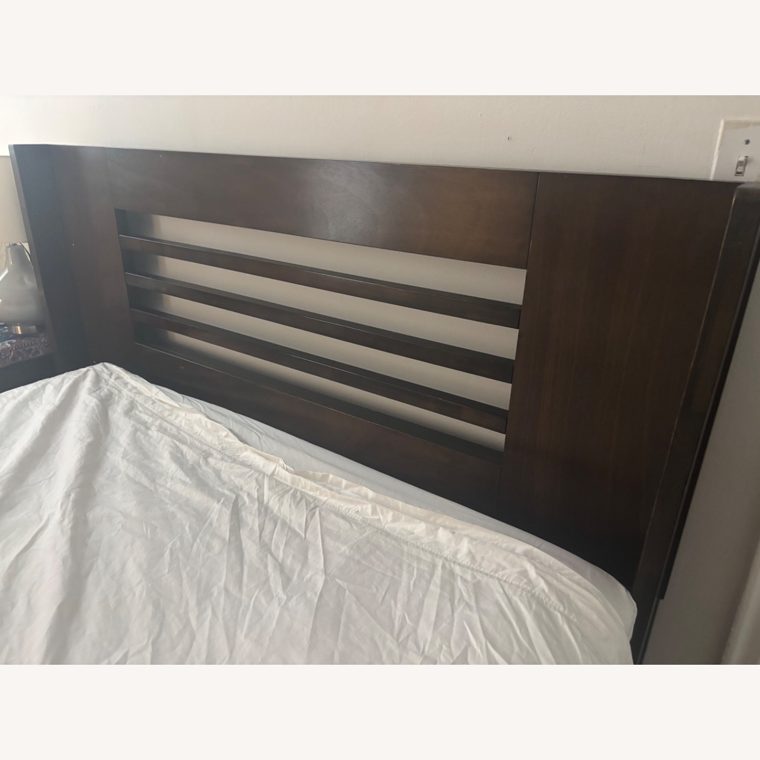 Dark Brown Wood Queen Bed - image-2