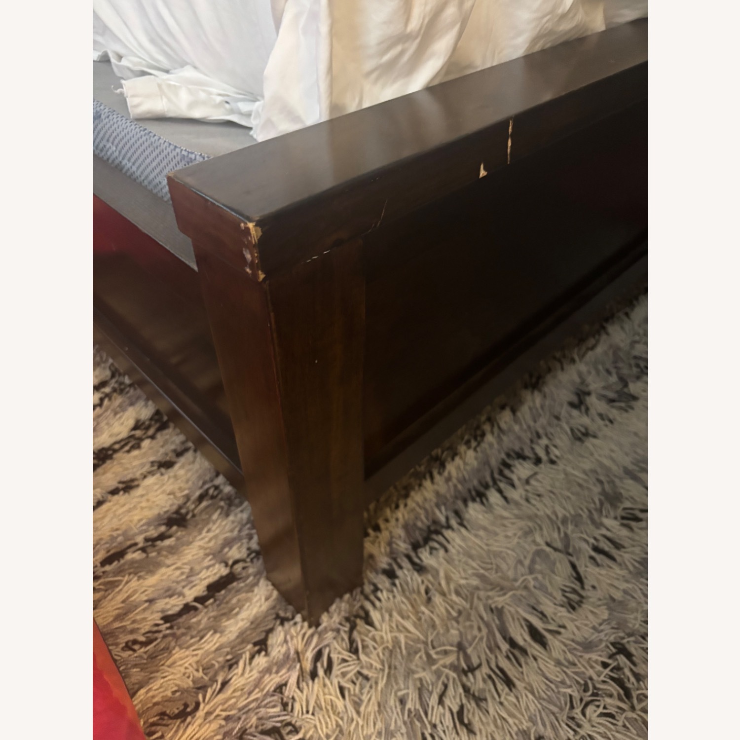 Dark Brown Wood Queen Bed - image-3