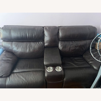 Macy's Dark Brown Leather Electric Recliner Sofa