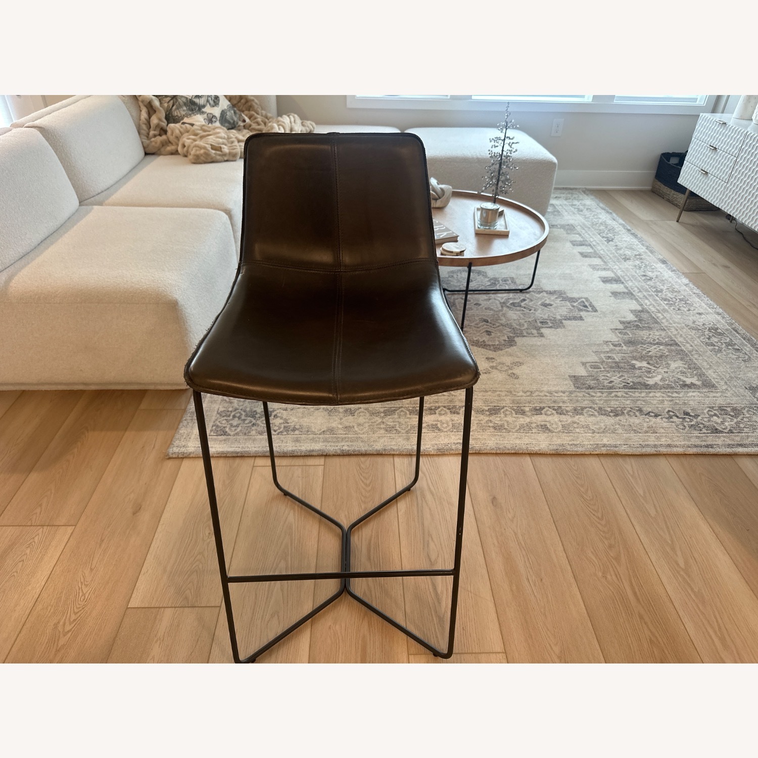 West Elm Slope Leather Bar Stools - image-2
