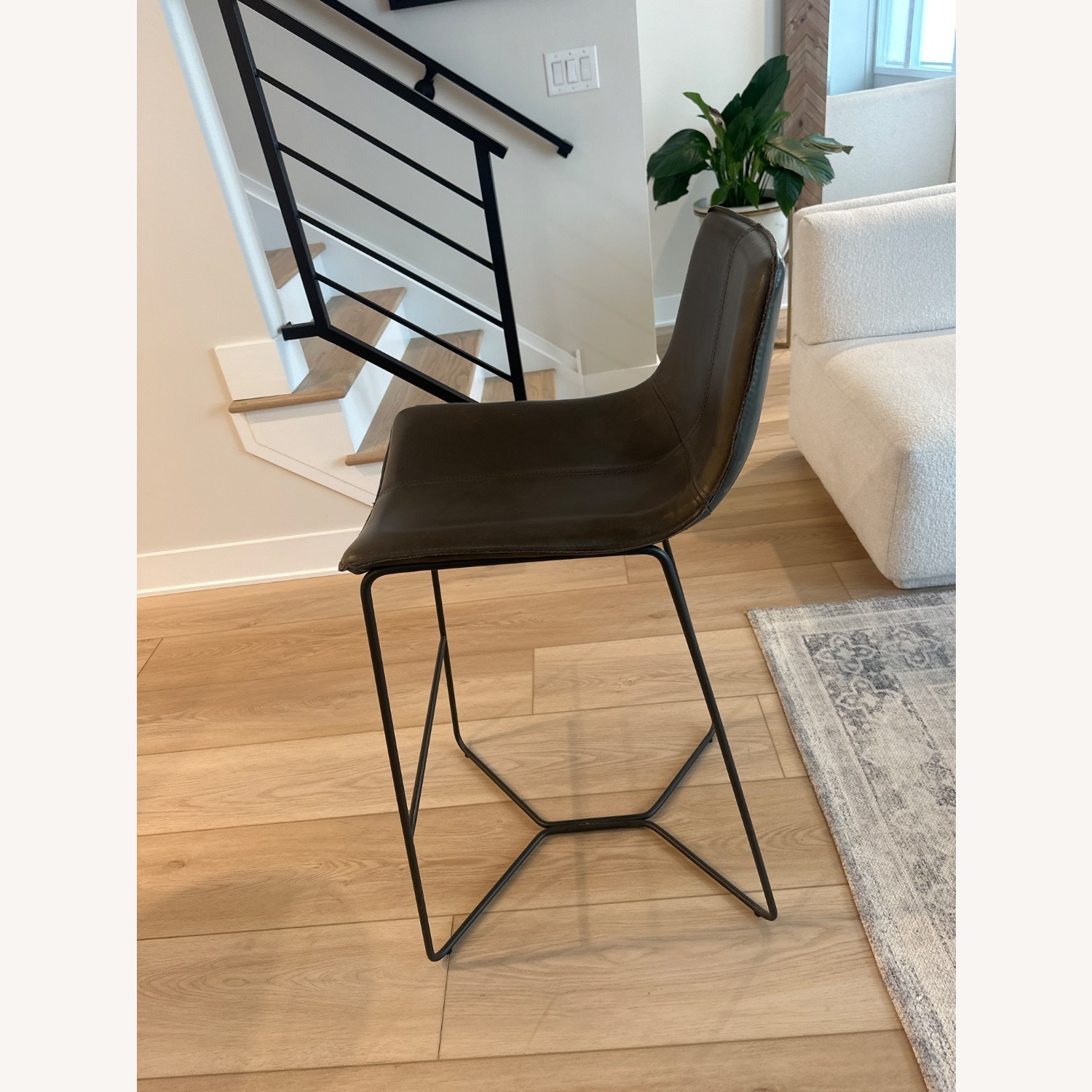West Elm Slope Leather Bar Stools - image-3