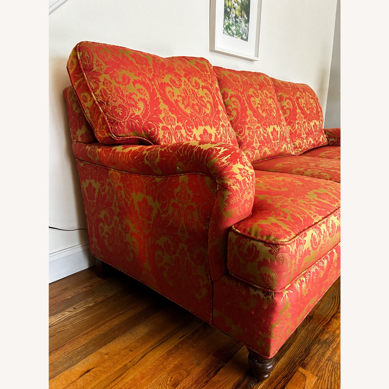 Highland House Transitional Sofa in Red &Gold - image-3