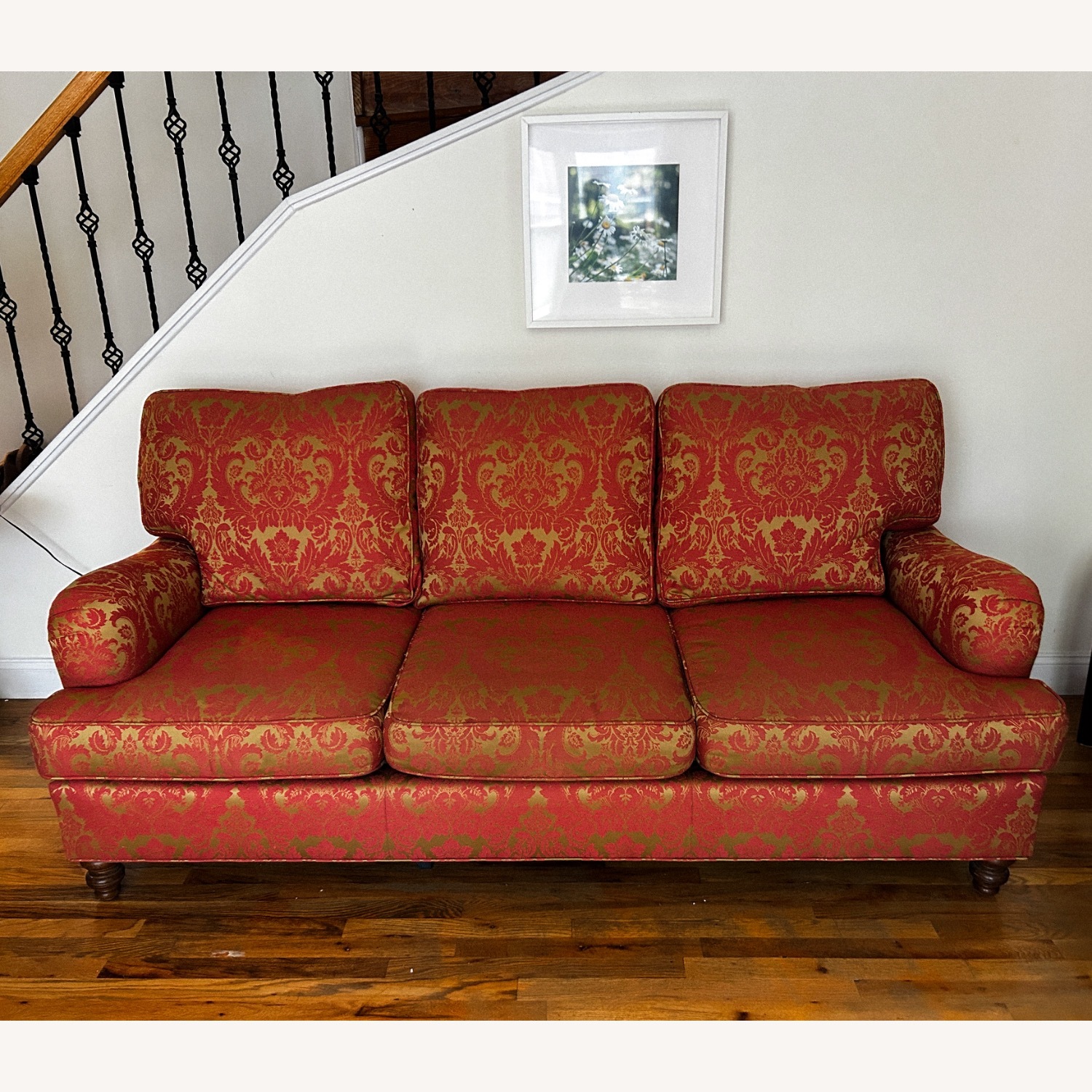 Highland House Transitional Sofa in Red &Gold - image-1
