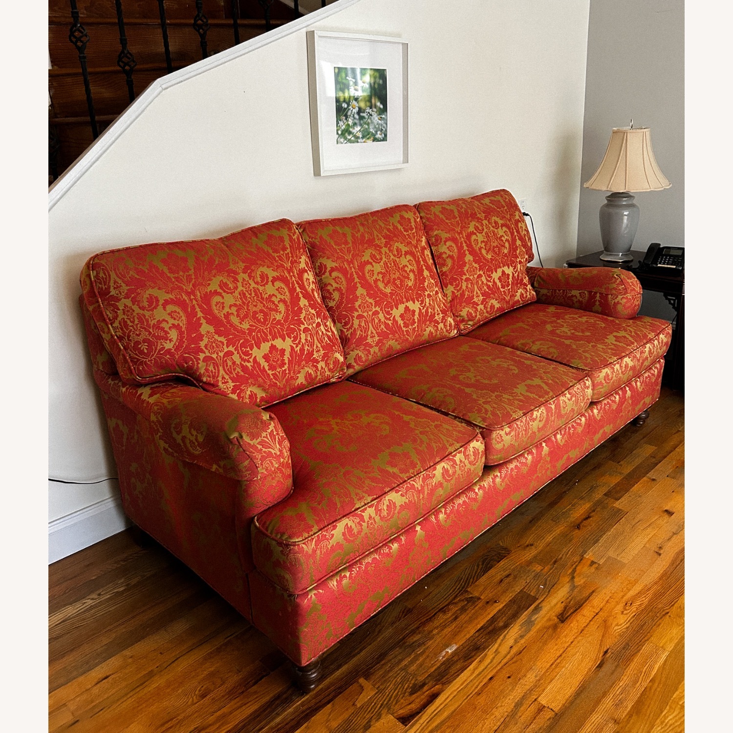 Highland House Transitional Sofa in Red &Gold - image-4