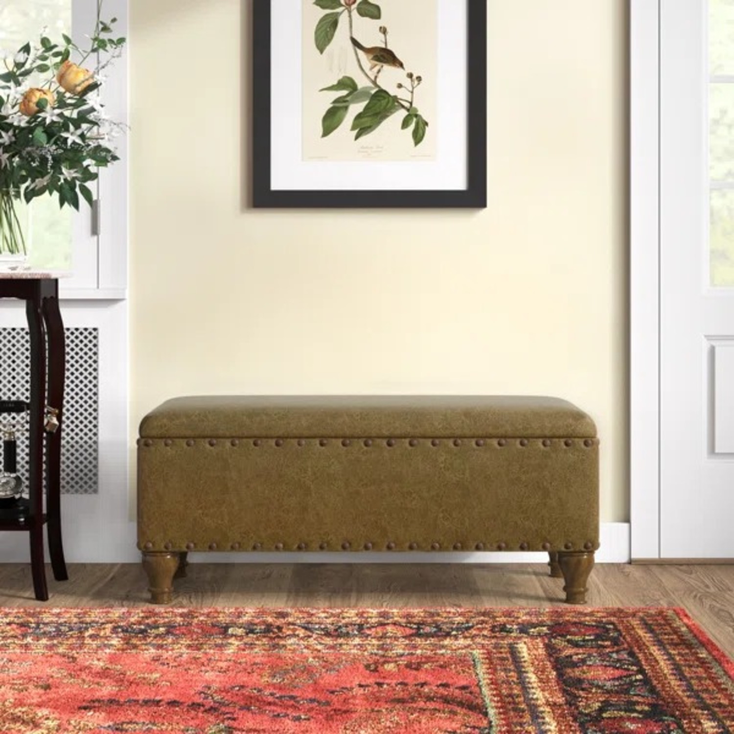 Bedlington Faux Leather Upholstered Storage Bench - AptDeco