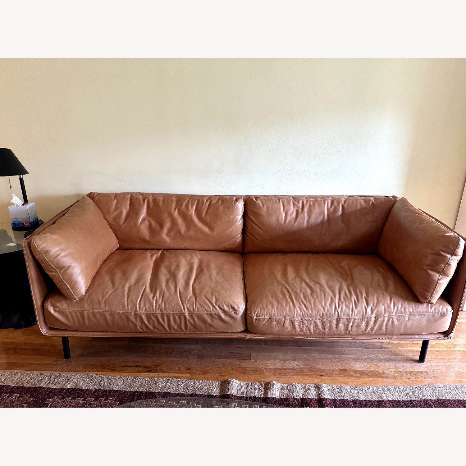 Crate & Barrel Wells Leather Sofa - image-1